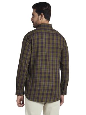olive green checkered casual shirt - 17766969 - Standard Image - 3