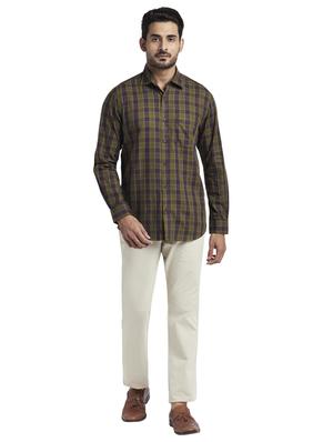 olive green checkered casual shirt - 17766969 - Standard Image - 4