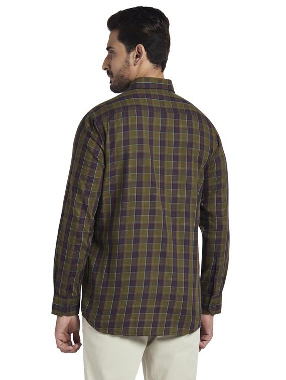 olive green checkered casual shirt - 17766969 - Zoom Image - 3