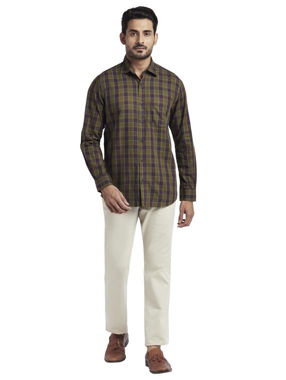 olive green checkered casual shirt - 17766969 - Zoom Image - 4
