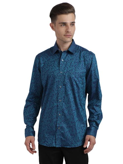 green self design casual shirt - 17766975 - Standard Image - 1
