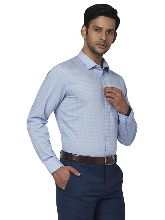 blue checkered formal shirt - 17766981 - Zoom Image - 2