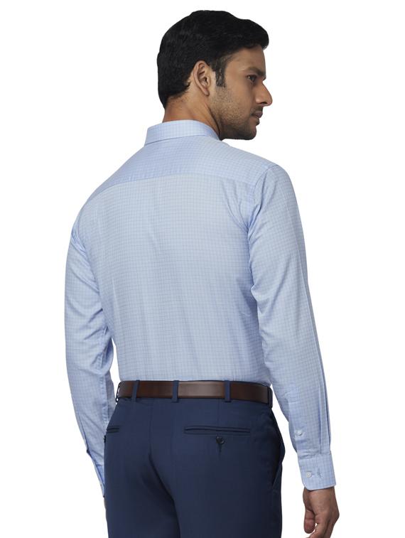 blue checkered formal shirt - 17766981 - Zoom Image - 3