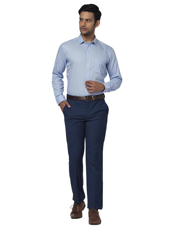 blue checkered formal shirt - 17766981 - Zoom Image - 4