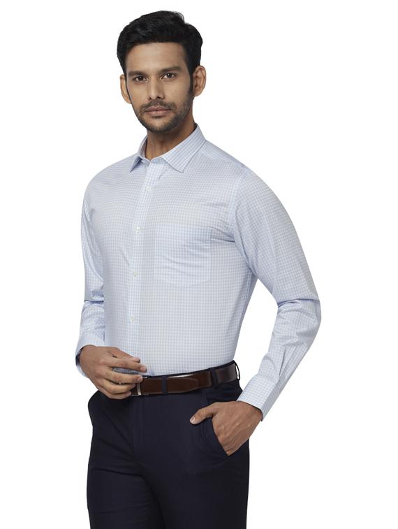 blue checkered formal shirt - 17766983 - Zoom Image - 2
