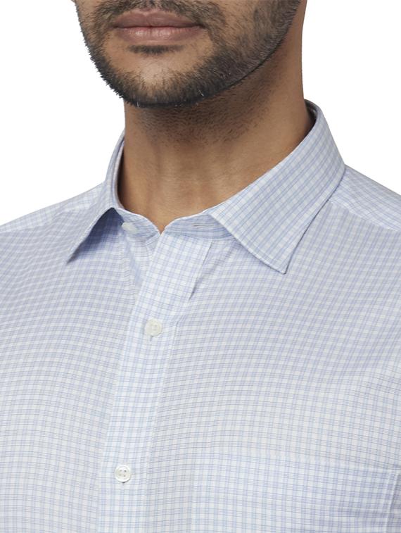 blue checkered formal shirt - 17766983 - Zoom Image - 5