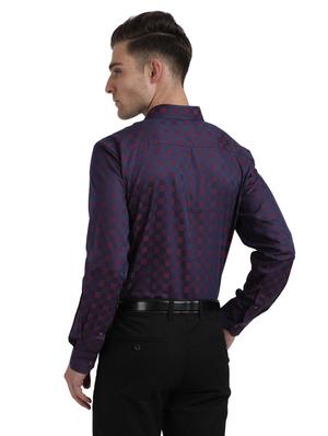 navy blue self design formal shirt - 17766984 - Standard Image - 3