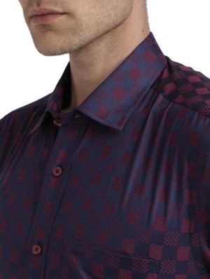 navy blue self design formal shirt - 17766984 - Standard Image - 5