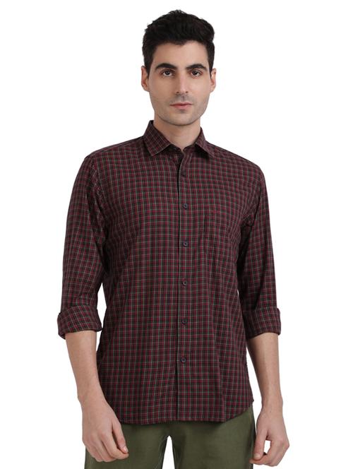 maroon checkered casual shirt - 17767004 - Standard Image - 1