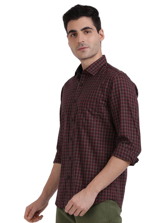 maroon checkered casual shirt - 17767004 - Zoom Image - 2