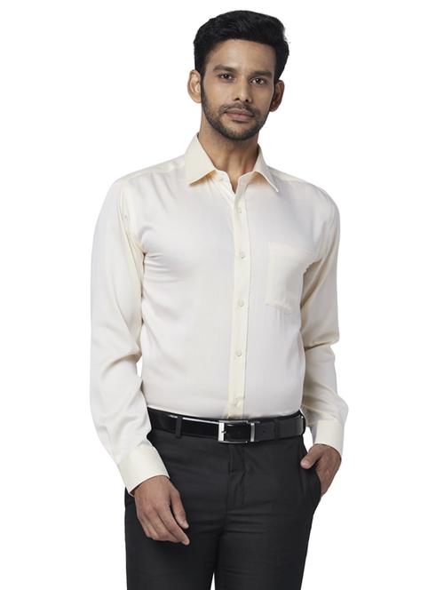 off white solid formal shirt - 17767022 - Standard Image - 1