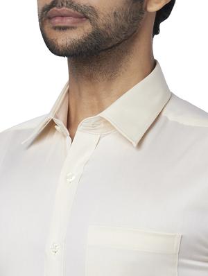 off white solid formal shirt - 17767022 - Standard Image - 5
