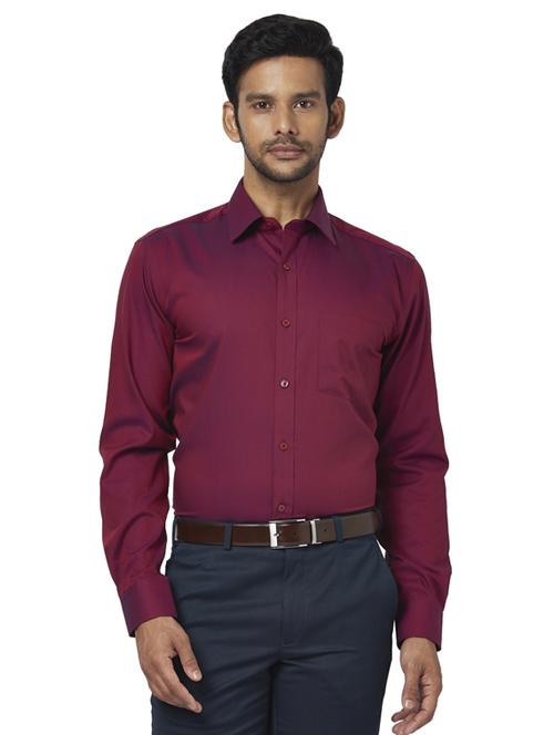 maroon self design formal shirt - 17767030 - Standard Image - 1