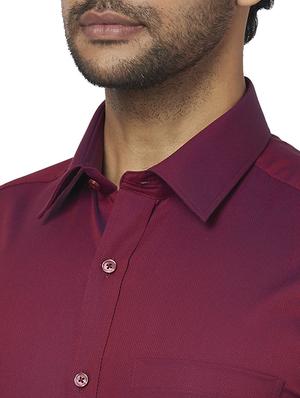 maroon self design formal shirt - 17767030 - Standard Image - 5