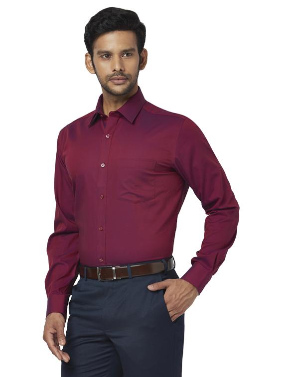 maroon self design formal shirt - 17767030 - Zoom Image - 2