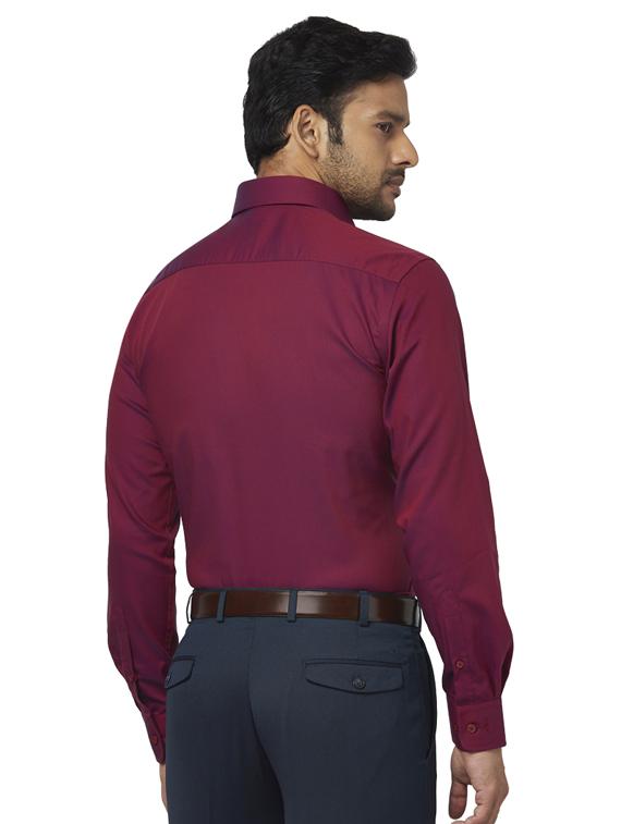 maroon self design formal shirt - 17767030 - Zoom Image - 3