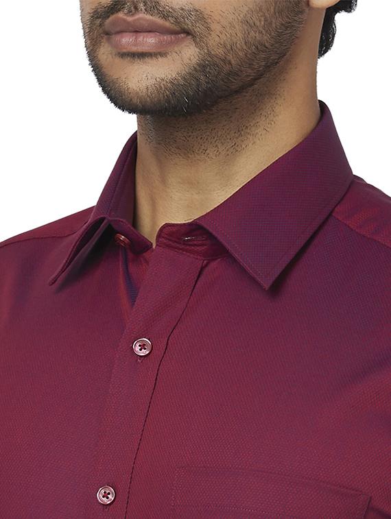 maroon self design formal shirt - 17767030 - Zoom Image - 5