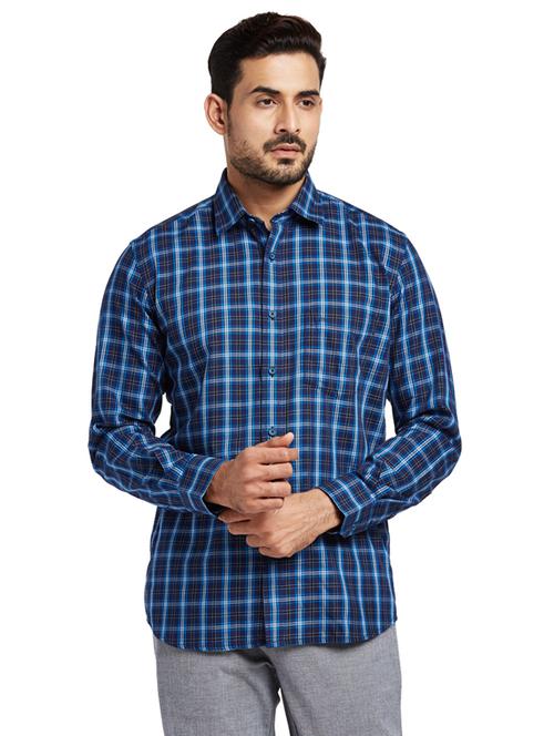 blue checkered casual shirt - 17767033 - Standard Image - 1