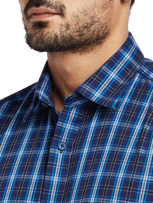 blue checkered casual shirt - 17767033 - Standard Image - 5