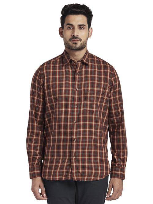 brown checkered casual shirt - 17767036 - Standard Image - 1