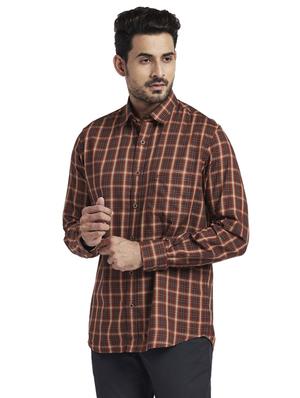 brown checkered casual shirt - 17767036 - Standard Image - 2