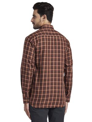 brown checkered casual shirt - 17767036 - Standard Image - 3