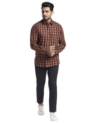 brown checkered casual shirt - 17767036 - Standard Image - 4