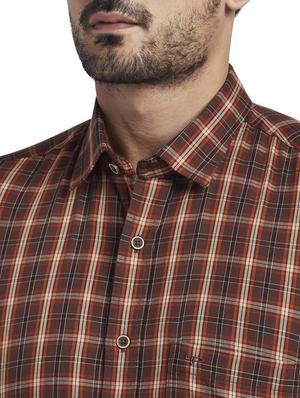 brown checkered casual shirt - 17767036 - Standard Image - 5
