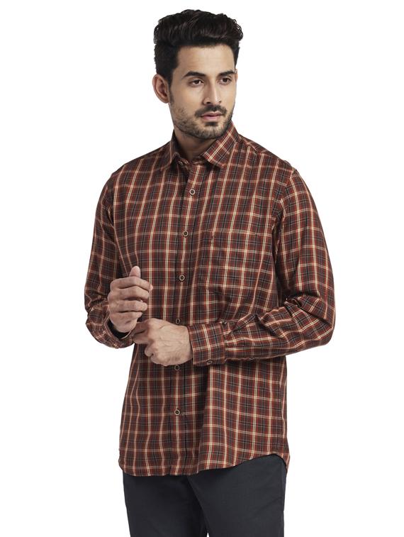 brown checkered casual shirt - 17767036 - Zoom Image - 2