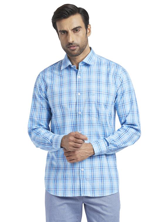 blue checkered casual shirt - 17767040 - Zoom Image - 1