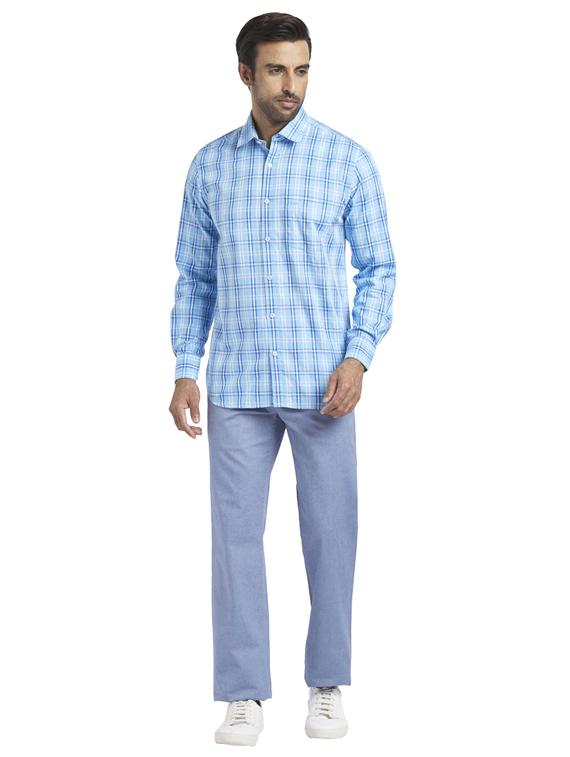blue checkered casual shirt - 17767040 - Zoom Image - 4