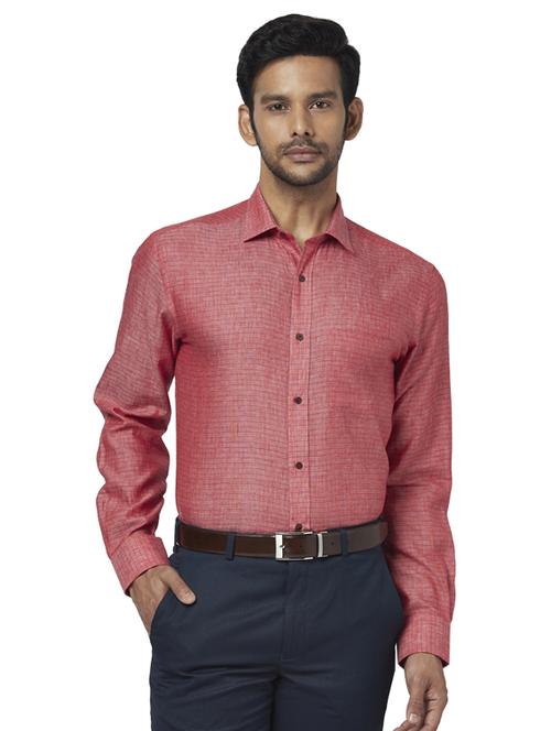 red striped linen formal shirt - 17767043 - Standard Image - 1