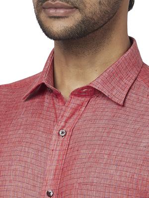 red striped linen formal shirt - 17767043 - Standard Image - 5