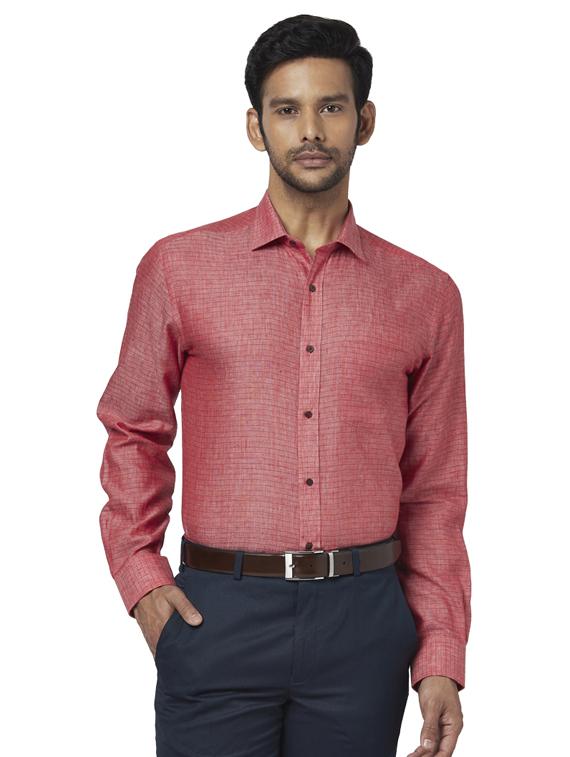 red striped linen formal shirt - 17767043 - Zoom Image - 1