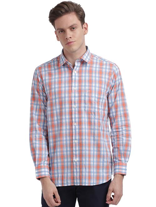 orange checkered casual shirt - 17767049 - Standard Image - 1