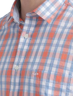 orange checkered casual shirt - 17767049 - Standard Image - 5