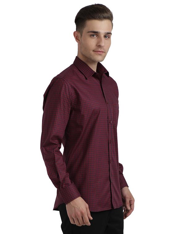 maroon checkered casual shirt - 17767070 - Zoom Image - 2