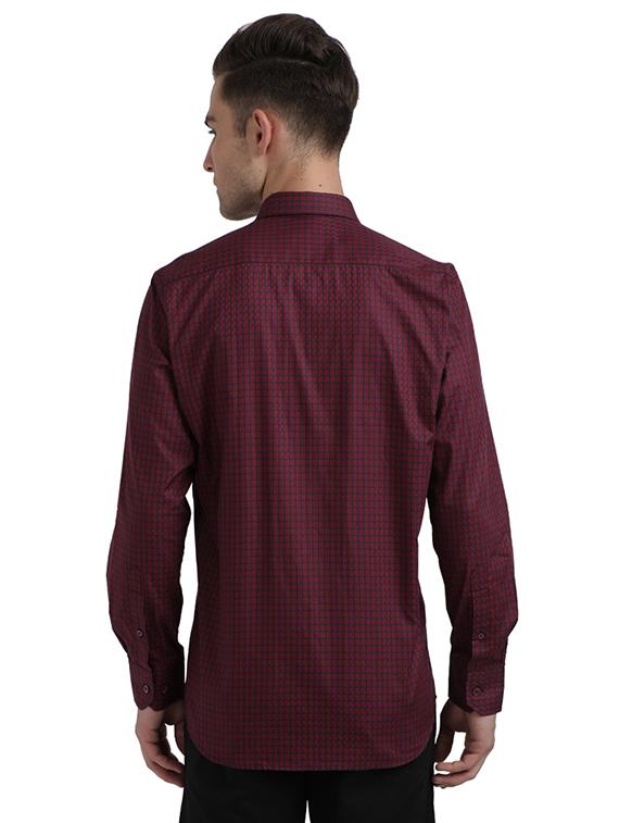 maroon checkered casual shirt - 17767070 - Zoom Image - 3