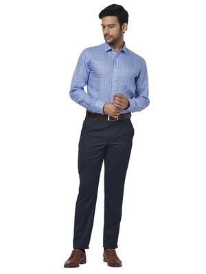 blue checkered linen formal shirt - 17767071 - Standard Image - 4