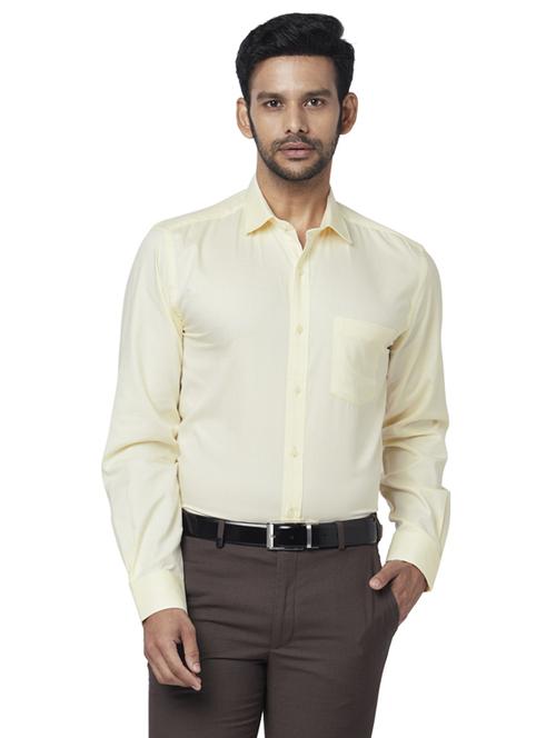yellow self design formal shirt - 17767084 - Standard Image - 1