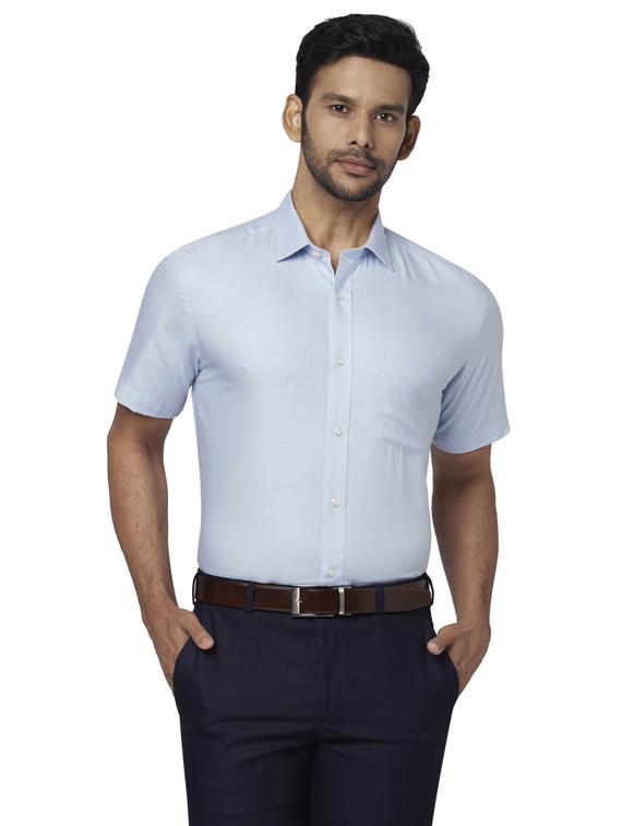 blue solid formal shirt - 17767096 - Zoom Image - 1