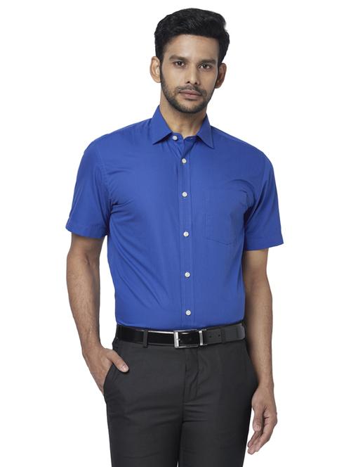 blue solid formal shirt - 17767126 - Standard Image - 1