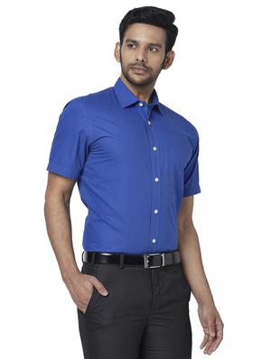 blue solid formal shirt - 17767126 - Standard Image - 2