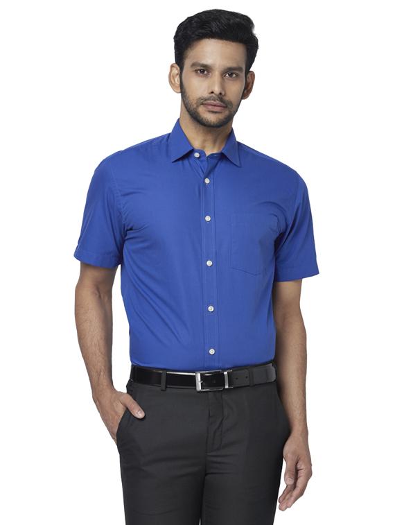 blue solid formal shirt - 17767126 - Zoom Image - 1