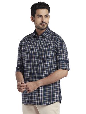 navy blue checkered casual shirt - 17767130 - Standard Image - 2