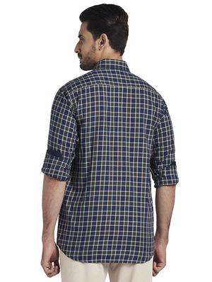 navy blue checkered casual shirt - 17767130 - Standard Image - 3