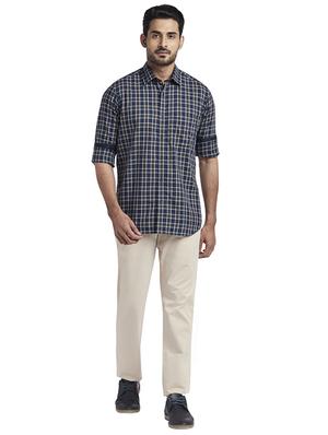 navy blue checkered casual shirt - 17767130 - Standard Image - 4