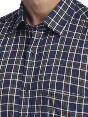 navy blue checkered casual shirt - 17767130 - Standard Image - 5