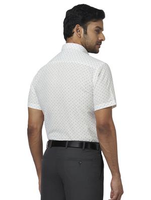 white printed linen formal shirt - 17767135 - Standard Image - 3