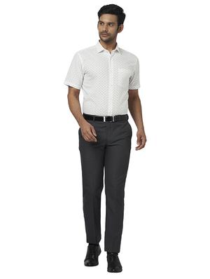 white printed linen formal shirt - 17767135 - Standard Image - 4